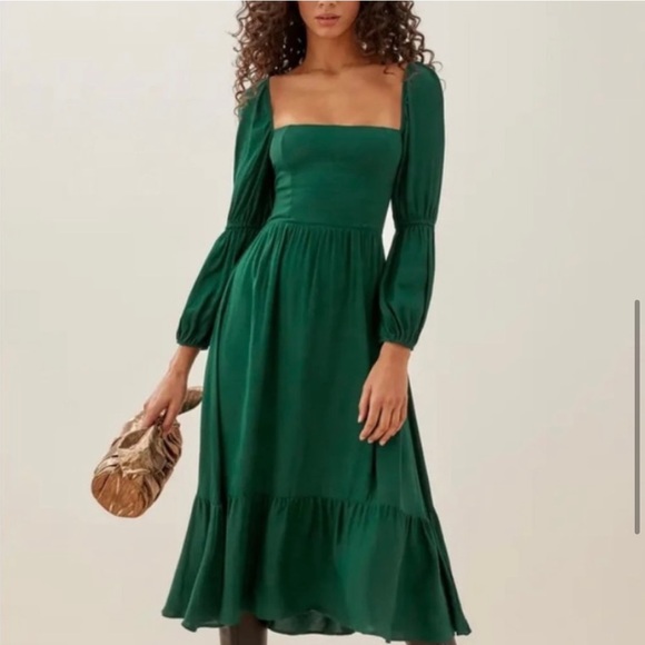 NEW Reformation Mica Dress in Green Size 8 boho midi - Picture 9 of 15
